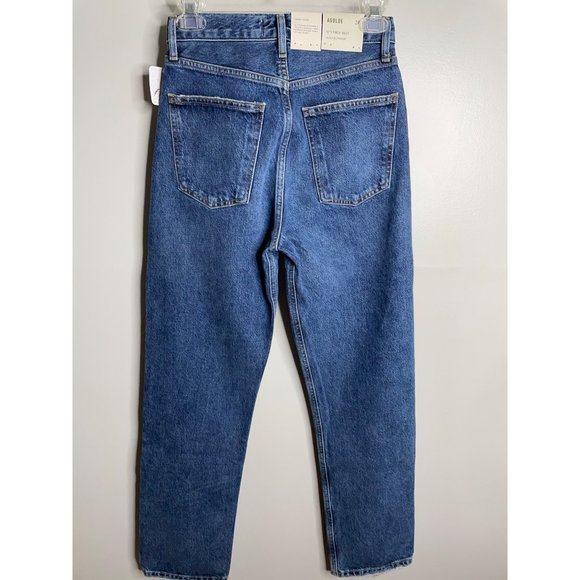 Agolde 90's Pinch Waist High Rise Straight Jeans in Range Blue Size 24 NWT - Picture 7 of 8